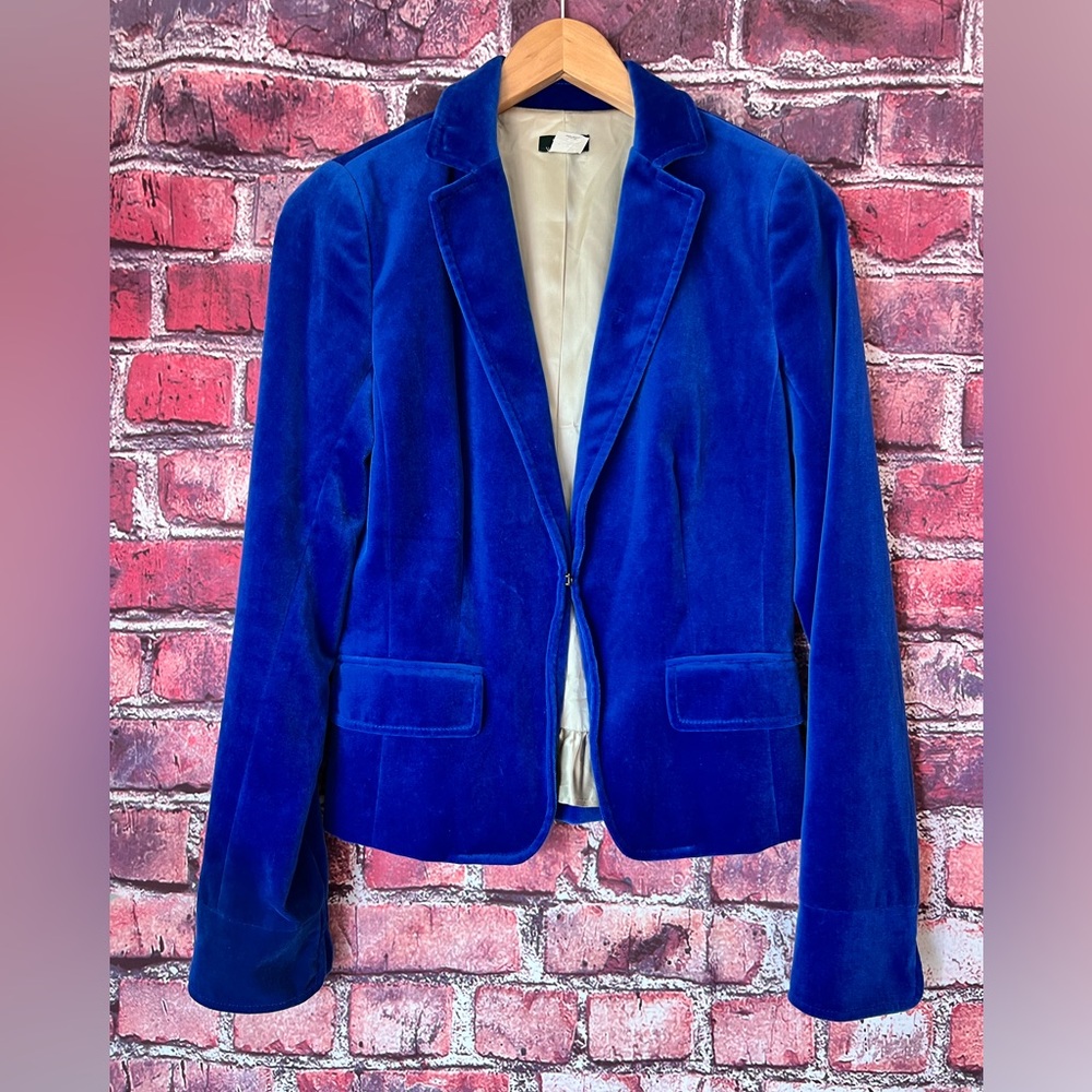 J. Crew Cobalt Blue Velvet Schoolboy Blazer Jacket 4T